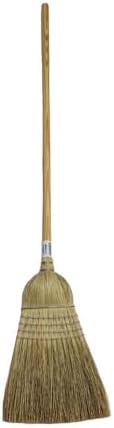 PRO-SOURCE Corn Bristle Broom, 56 Inch Overall Length, Wood Handle