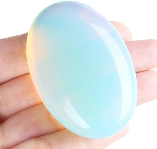 MAIBAOTA 2.4" Large Opalite Crystal Opal Stone Polished Palm Stone Healing Crystals 0.7" Thick Natural Reiki Gemstone Worry Stone Energy Balancing Anxiety Stress Relief Meditation 1 Pc