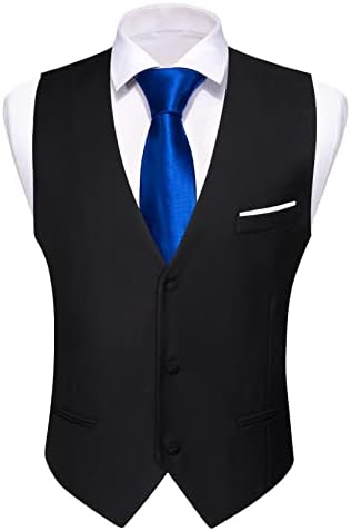 Barry.Wang Mens Suit Vest Slim Fit V-Neck 2-Pocket Solid Color Waistcoat Dress Formal Business Tuxedo Wedding Party
