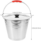 Garneck 2 Gallon Stainless Steel Bucket - Milk Pail Ice Bucket - Stainless Steel Bucket with Handle + Lid Cover - Milk Pitcher Water Kids Drinks Household Ice Container Fireplace Child Flowerpot