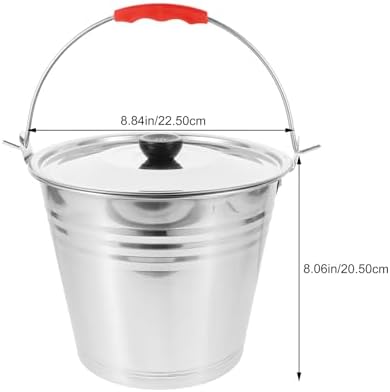Garneck 2 Gallon Stainless Steel Bucket - Milk Pail Ice Bucket - Stainless Steel Bucket with Handle + Lid Cover - Milk Pitcher Water Kids Drinks Household Ice Container Fireplace Child Flowerpot