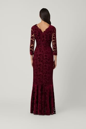 Shoshanna Women's Midnight Bordeaux Velvet Lace Brianna Dress