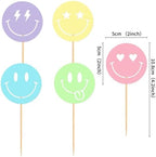 Ercadio 30 Pack Smile Face Cupcake Toppers Gold Glitter Cupcake Picks Smiley Assorted Cake Toppers For Girls Baby Shower Birthday Party Cake Decoration Supplies