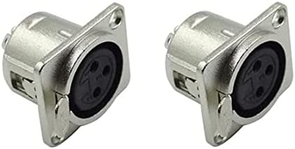 6 Pcs XLR Female Jack 3 Pin Panel Mount Jacks, XLR Female Socket Audio Studio Connector,Silver Metal Housing