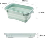 Collapsible Dish Pans, 2Gal (7.5L) Capacity, Plastic Dish Tub Dishpan for Kitchen Sink with Drainage Hole, Foldable Small Wash Basin for Kitchen, Camping, Travel (Green)