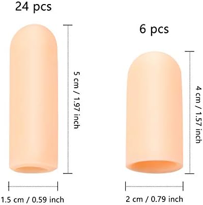Frienda 30 Pieces Gel Finger Protector Cots Silicone Cover Cap Sleeves for Finger Cracking Trigger Support(Apricot)
