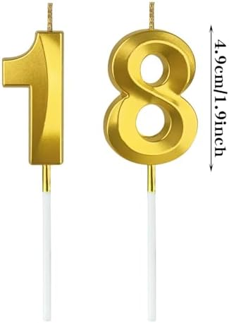 18th Birthday Numeral Cake Topper for Birthday Wedding Party Celebration Supplies Gold