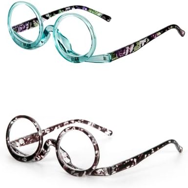 MMOWW 2 Pairs Makeup Reading Glasses for Women Magnifying Flip Down Cosmetic Readers