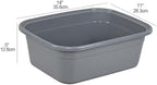 4 Pack 12 Quart Rectangular Dish Pan, Kitchen Washing Up Bowls, Grey
