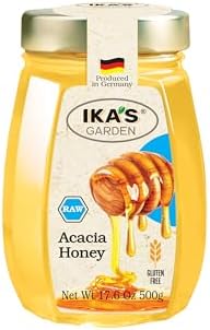 Ika’s Garden Raw Acacia Honey – 100% Pure, Unfiltered, Gluten-Free – Product of Germany, 17.6 oz (500g) Jar