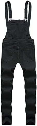 WDIRARA Men's Ripped Distressed Skinny Denim Overalls Dungarees Jeans Jumpsuits with Pocket