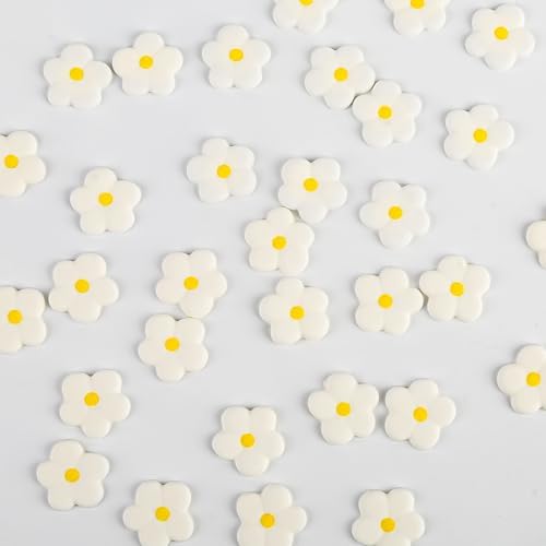 Flowers Icing Decoration 32 Count White Blossoms Royal Icing Decorations Daisy Sugar Wedding Flowers Sprinkles for Baking Cupcakes Ice Cream Waffles Cookies Birthday Cake