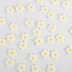 Flowers Icing Decoration 32 Count White Blossoms Royal Icing Decorations Daisy Sugar Wedding Flowers Sprinkles for Baking Cupcakes Ice Cream Waffles Cookies Birthday Cake