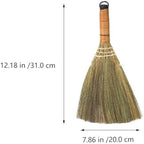 Veemoon 4 Pcs 12 Inch Whisk Broom, Handheld Cleaning Broom Straw Corn Whisk Brush Small with Handle Dust Brush Rustic for Dirt and Debris Household