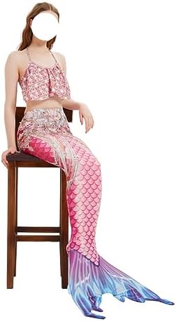 LVTFCO Adult Fishtail Princess Dress 3-piece Set， Halloween Top And Pants Beachwear Mermaid Stage Costumes
