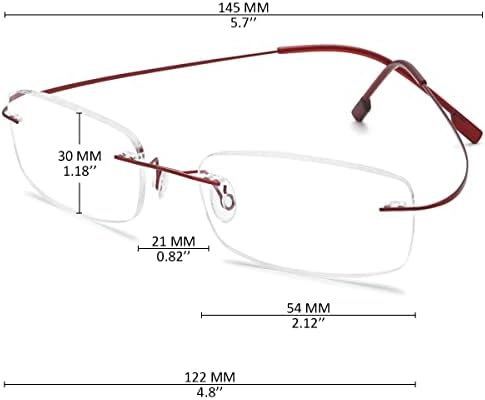 KOOSUFA Rimless Alloy Reading Glasses – Hingeless Super Lightweight Readers for Men and Women