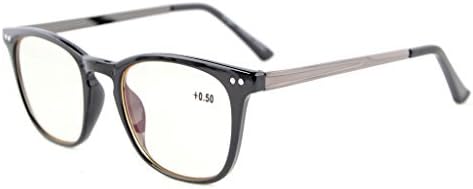 Eyekepper Blue Light Filter Glasses Men Women - Blocking UV Rays Anti Screen Glare Retro Computer Reading Glasses - Black Frame +4.00