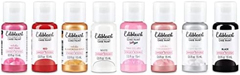 Sweet Sticks Edible Art Decorative Cake Paint 0.5 Ounce (15 Milliliters), Valentines Set of 8 Colors