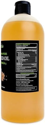 GreenIVe Flax Seed Oil 100% Pure Cold Pressed – Grown in USA, High Vegan Omega 3 6 9 Fatty Acids – Premium Flaxseed Oil – Non-GMO, (32 Fl Oz)