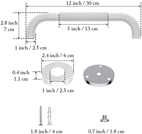 12 Inch Anti Slip Shower Grab Bar Oil Rubbed White, Munzong Bathroom Grab Bar, Knurled Bathroom Balance Bar,Safety Hand Rail Support Handicap Elderly Injury Senior Assist Bath Handle