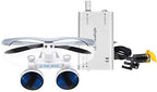 EustomA 2.5X Binocular Loupes Optical Glasses +3W LED Headlight Lamp with Filter + Aluminum Box Silver