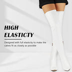 CAMSSOO Women's Thigh High Boots Faux Suede Elasticity Heels Over The Knee Boots Side Zip Pointed Toe Fashion Sexy Winter Stiletto Knee High Boots