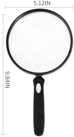 10X Large Magnifying Glass for Reading, Upgraded Handheld Magnifier with 5.12inch Anti-Glare Lens, Non-Slip Handle for Close Work, Seniors Reading, Kids Nature Exploration, Hobby Observation