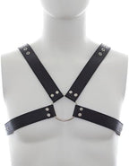 Mens Double-Shoulder Leather Chest Harness, Men's Sexy Punk Body Harness Belt, Adjustable Gothic Erotic Bondaged Strap Top, SM Nightclub Cosplay Clubwear Rave Armor