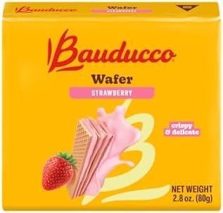 Bauducco Wafer Cookies, Strawberry, 28 oz (Pack of 10) - Crispy Layered Wafers with Rich Strawberry Cream Filling - Indulgent Sweet Snacks, Desserts & Treats - Individually Wrapped