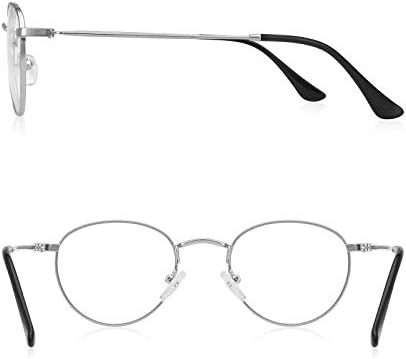 Small Metal Round Reading Glasses for Women Men Classic Vintage Retro Shades Blue Light Blocking Computer Readers