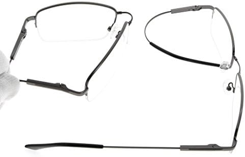 Eyekepper Mens Half-Rim Reading Glasses Memory Readers with Bendable Titanium Bridge and Temple (Gunmetal,+3.50)