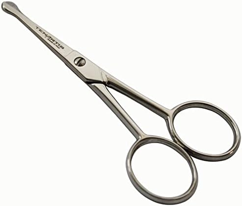 Beard, Moustache, Ear, Nose and Pet Grooming Scissors with Round Tips 10 cm/4 inch - Tenartis Made in Italy