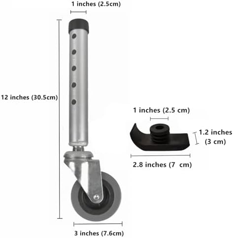 Swivel Walker Caster Wheels, 5 Height Adjustable Universal Replacement Feet Parts for Walkers Accessories, Comes with 2 Extra Ski Glides