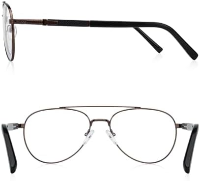 Classic Aviator Reading Glasses for Men Women Light Blocking Computer Readers Spring Hinge Metal Frame Acetate Legs