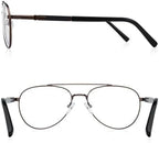 Classic Aviator Reading Glasses for Men Women Light Blocking Computer Readers Spring Hinge Metal Frame Acetate Legs