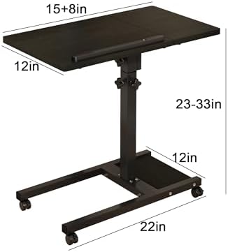 TigerDad Mobile Adjustable Height Laptop Stand PC Portable Laptop Swivel Table Rolling Table with Wheels Caster and Mouse Pad (Dekuwood)
