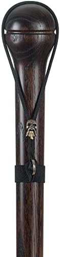 Asterom Handmade Walking Stick for Men - Solid Hardwood Carved Cane with Unique Paracord Skull Strap (Nutcracker)