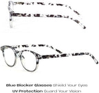 Readerest Round Blue Light Reading Glasses - Computer Glasses w/Spring Hinges - UV Protection, Anti Glare & Eye Strain