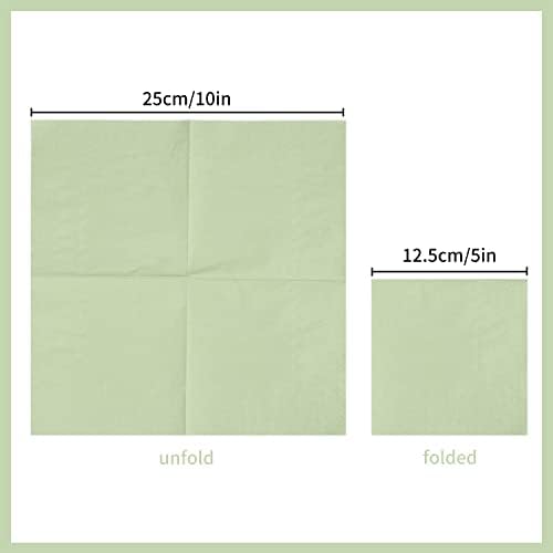 200 Pack Sage-Green Cocktail Napkin 2-Ply Dessert Napkins Folded 5 x 5 Inches Disposable Napkins for Dinner Wedding Birthday Party Bridal Anniversary Reception Event (200, Sage-Green)