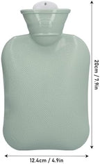 Hot Water Bottle Thickened Water Injection 500ml Warm Water Bag for Warm Feet Cold Portable 7.9 x 4.9in(green)