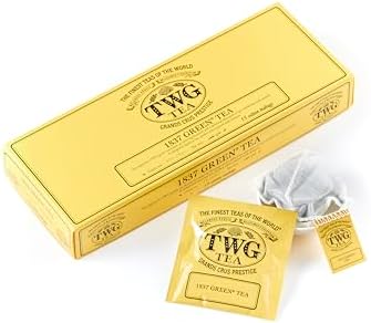TWG Tea | 1837 Green Tea | Green Tea | Strawberry & Caramel | 15 Hand Sewn Cotton Tea Bags | Gift Set