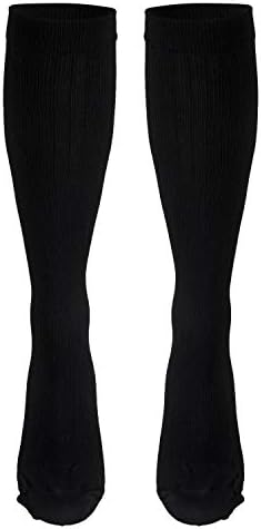 Truform Compression Socks, 8-15 mmHg, Men's Dress Socks, Knee High Over Calf Length, Black, Large