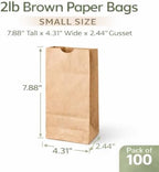 Perfect Stix - Brown Bag 2-100 count, 2lb Brown Paper Bags - Brown Bags - 100 count (Pack of 1)