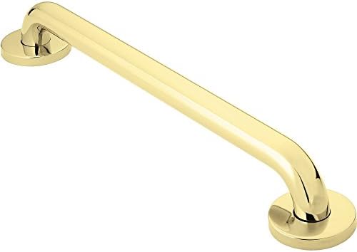 Moen Bathroom Polished Brass Safety 24-Inch Shower Grab Bar with Concealed Screws for Handicapped or Elderly Support, R8724PB