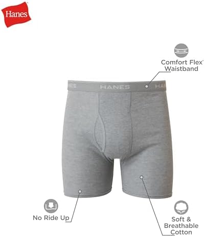 Hanes mens Underwear Boxer Briefs Pack, Cool & Breathable Cotton Moisture-wicking Underwear for Men, No Ride Up