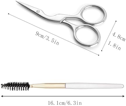 Brow Shaping Scissors and Brush - Stainless Steel Eyebrow Trimming Scissors for Women and Men (Silver)