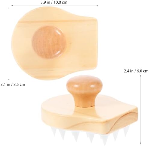 Silicone and Wooden Shampoo Brush Scalp Massage Hair Cleansing Brush Head Washing Comb for Wet Dry Use Scalp Care and Dandruff Removal