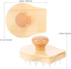 Silicone and Wooden Shampoo Brush Scalp Massage Hair Cleansing Brush Head Washing Comb for Wet Dry Use Scalp Care and Dandruff Removal