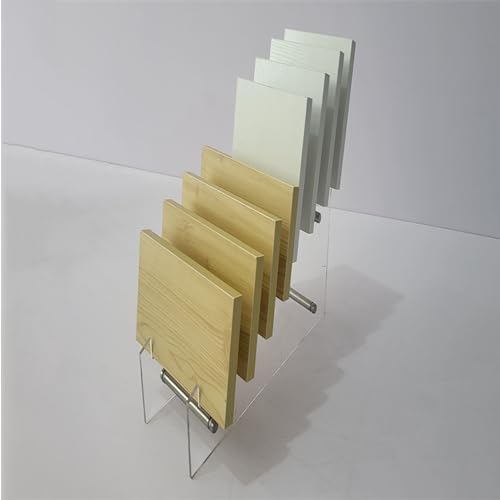 XPLKQXE Floor Tile Display Stand, Clear Acrylic Porcelain Tile Holder Shelf, Easy to Assemble Ceramic Tile Sample Show Rack, Craft Shows Exhibition