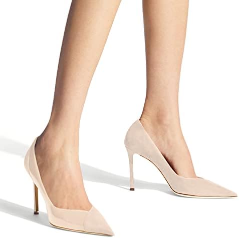 Coutgo Womens Pointed Toe High Heels Pumps Patent Suede Stiletto Heel Slip on Office Party Wedding Dress Shoes